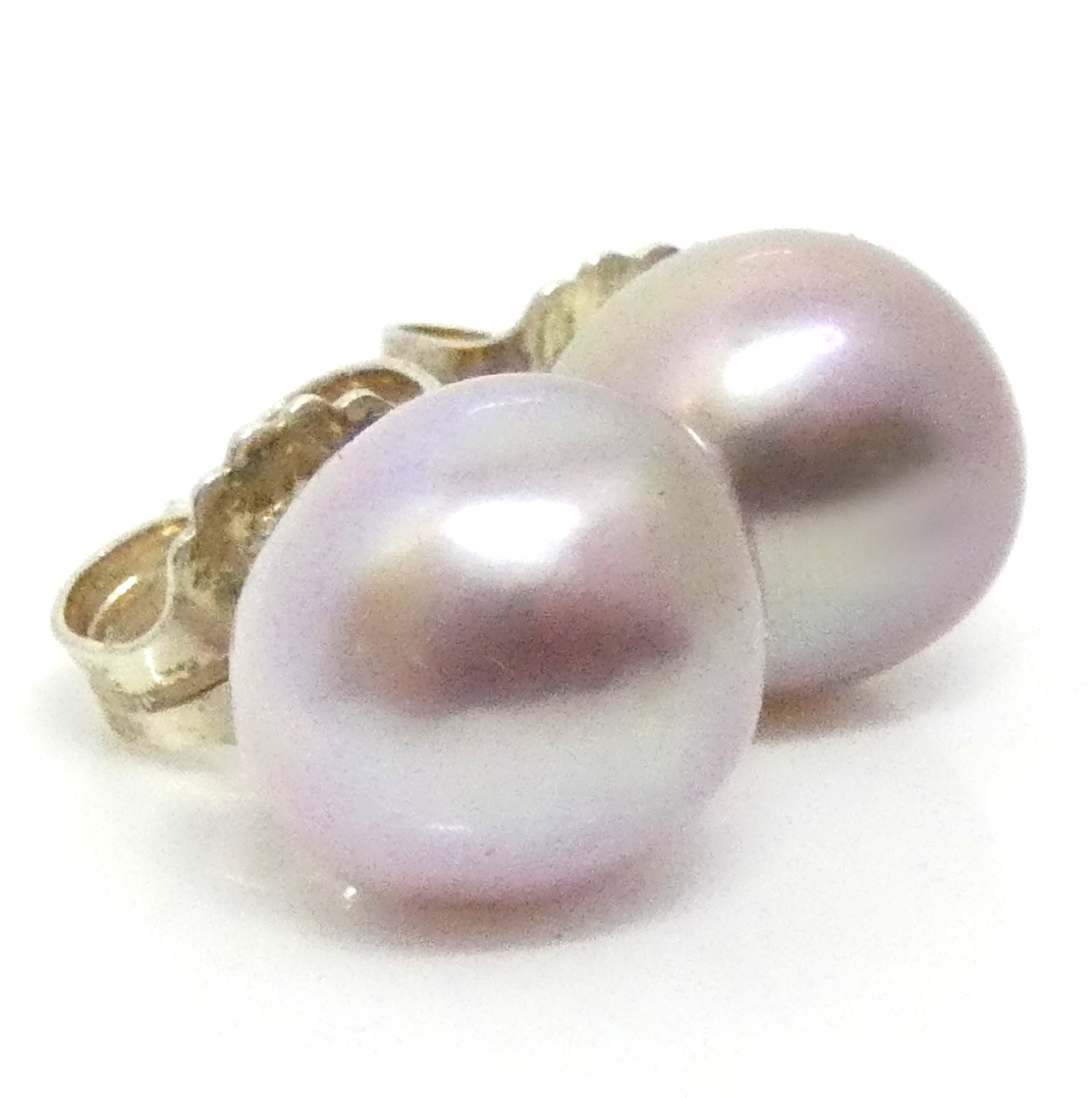 Pale Pink 12mm Nugget Pearl Stud Earrings